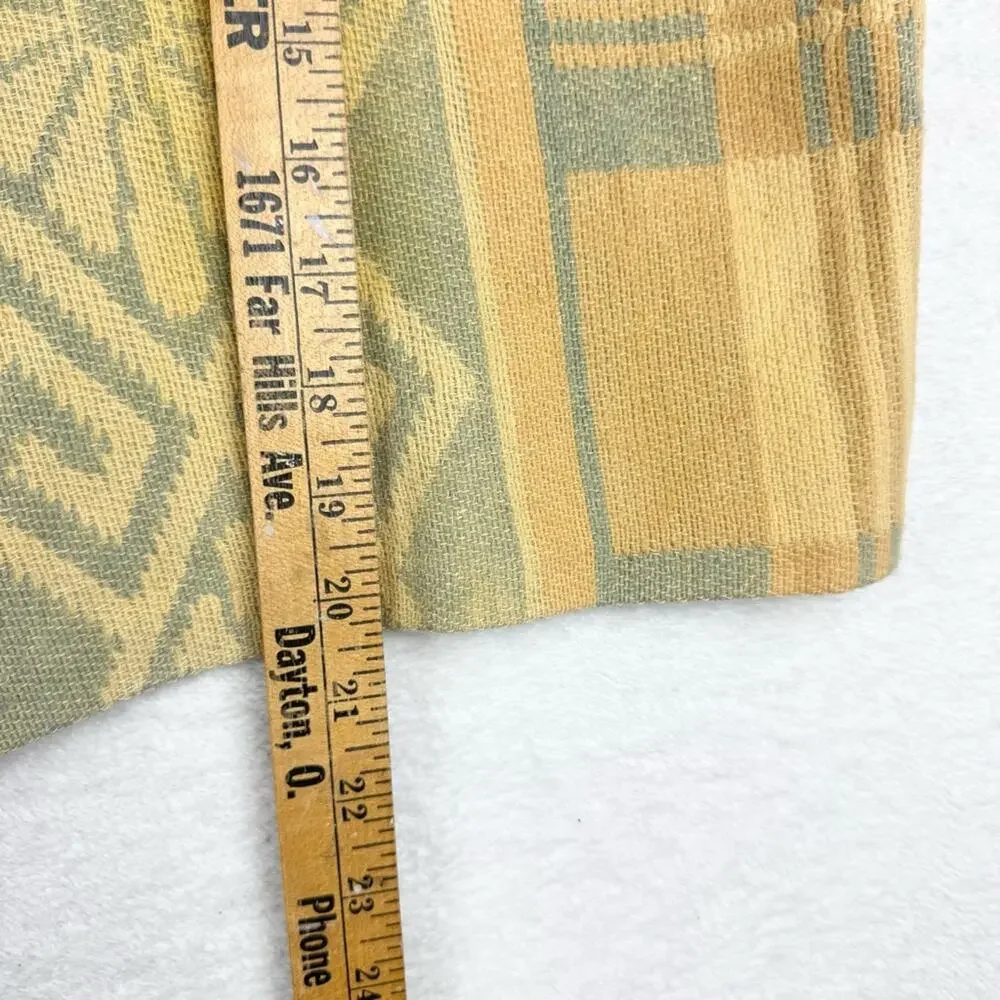 Vintage Artsy Lagenlook Patchwork Knit Single Button Poncho Wrap Shawl Yellow OS